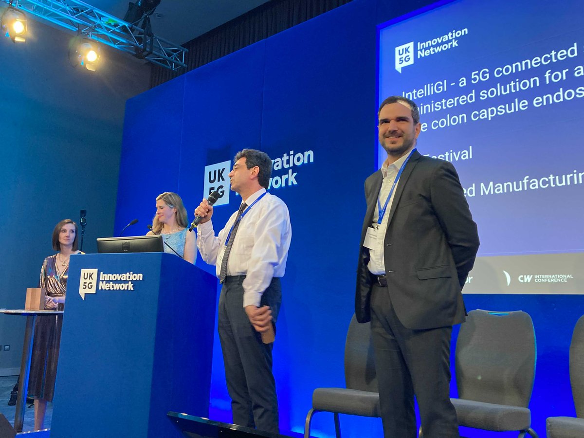 DigiCatapult's tweet photo. 🎉Excited to announce Digital Catapult has won the 'Most Innovative use of 5G Technology' Award at the @UK_5G showcase. 

🚀If you're at the #UK5Gshowcase today make sure to come to the Digital Catapult stand in the expo area to find out more about this trailblazing project. https://t.co/YpOZy42Z2S