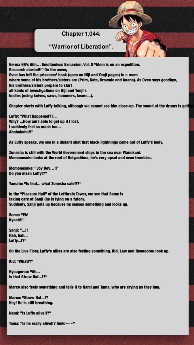 Orojapan1's tweet photo. #ONEPIECE1044 

CHAPTER 1044 FULL SUMMARY !!
1/2 https://t.co/URIi449X2t