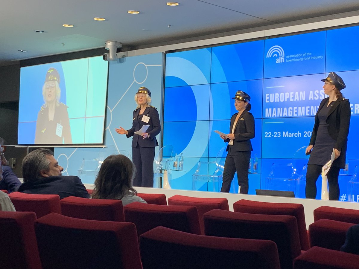 Inv_Officer_LU's tweet photo. Destination unknown: the helicopter cockpit team w/Michèle Eisenhuth, Silke Bernard and Olivia Moessner provide a update on financial regulation, incl ao #CBDF #virtualassets #securitisation #alfiaem22 https://t.co/85l42o7K1K