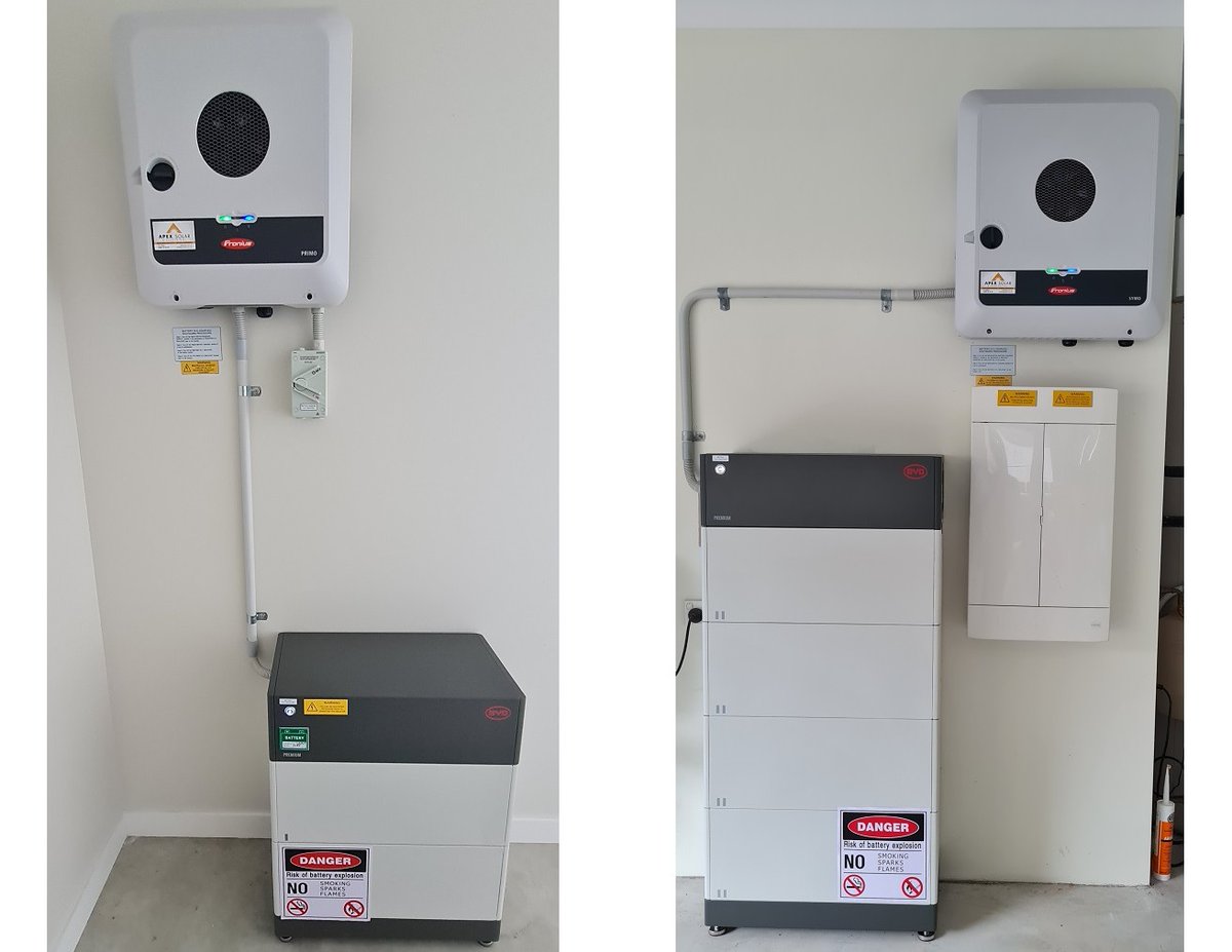 BYD_BatteryBox's tweet photo. 🐨 🦘 ☀️😎 Thanks to #APEXsolar for sharing two of their latest installations from Corlette and Wingham New South Wales Australia utilizing a BYD Battery-Box HVM and a HVS system in combination with Fronius inverters and #pv systems 🔋 ⚡ 🍃. 
#renewableenergy #energystorage https://t.co/JeRM6eARDl