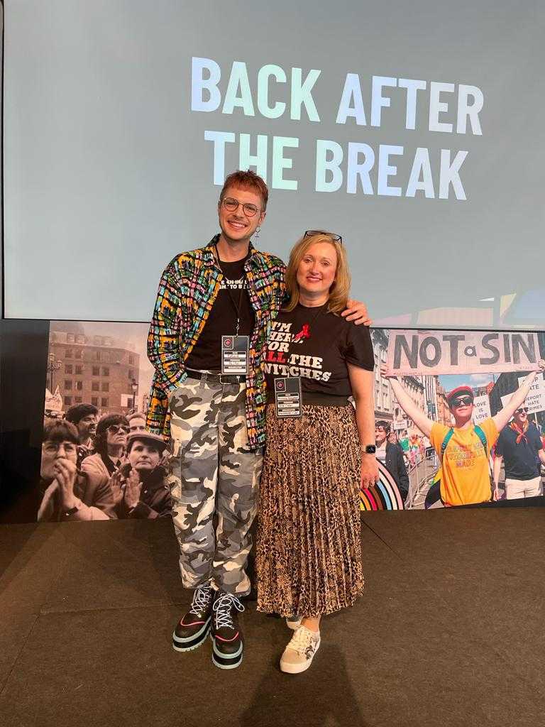 Mermaids_Gender's tweet photo. Love this picture of It's A Sin's @NathanielJHall with our volunteer Michelle at @ManchesterPride's #MPConference2022 yesterday! So great to see our Witches t-shirts IRL🧙🏼♀️
Get yours now 🪄 https://t.co/GV739n8Tie https://t.co/C0SbcL1MXX