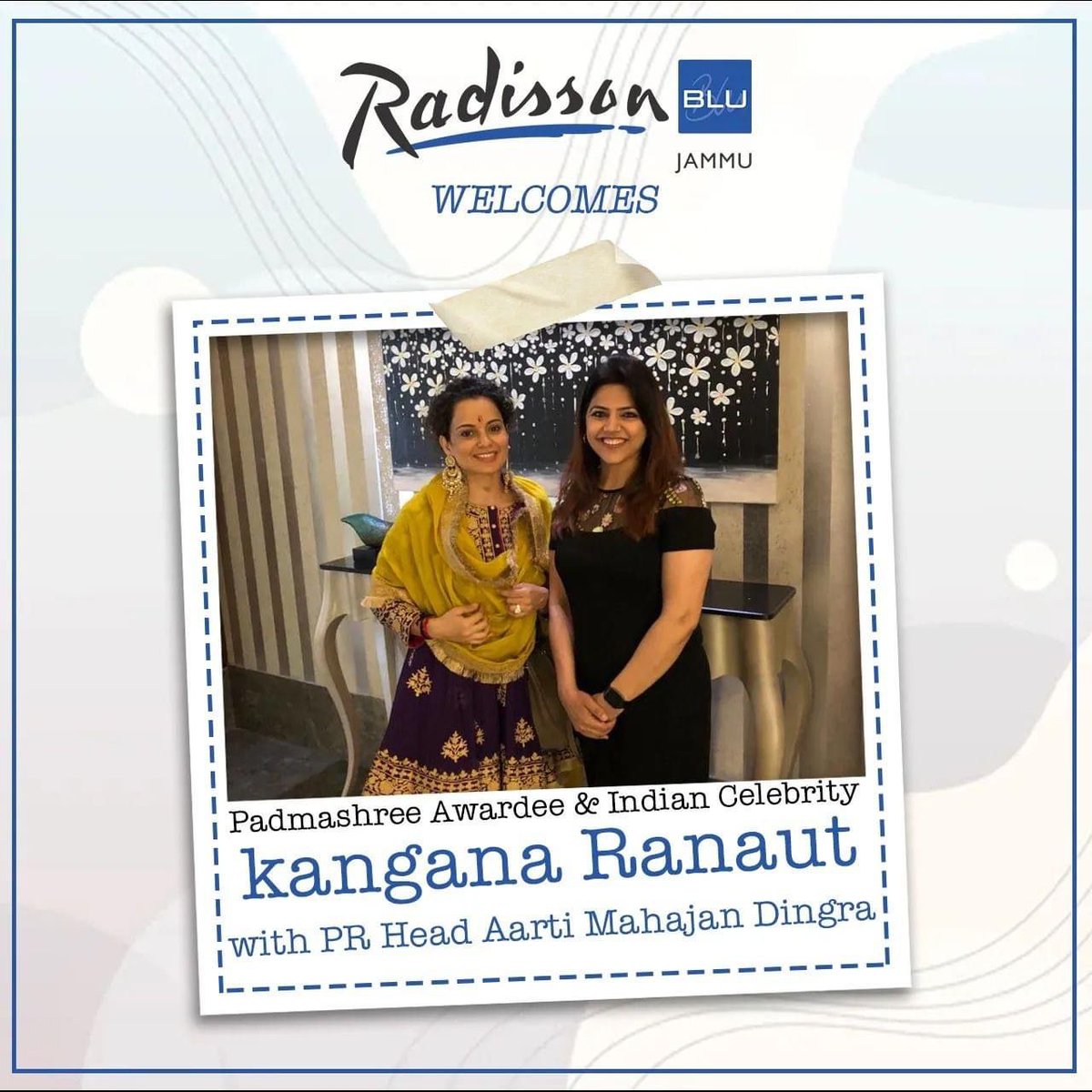 RadissonJammu's tweet photo. Our PR Head @aartimahajandingra welcoming our Guest &amp; Indian Celebrity @kanganaranaut at @radissonblu_jammu .
.
#jammu #kanganaranaut #indiancelebrity #bollywood #jammuandkashmir #radissonblujammu #instagram https://t.co/u4dhhHxI2s