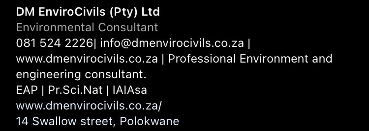 divhani_m's tweet image. We are an Environmental and engineering Consulting company. Drop us a call/email and let us help you with your business.