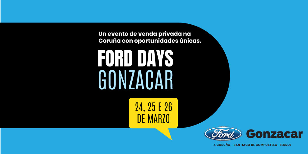 GonzacarFord's tweet photo. 🔝📢 Vive os #FordDays de #Primavera en #Gonzacar! 🌟 Tres días de DESCONTOS, tres días de TOLEMIA, dende MAÑÁ XOVES! 🔥💪
📆 Do 24 ao 26 de marzo
💶 Ata 10.000€ de AFORRO
👌 Espazos HIGIENIZADOS SEGUROS
📲 Só con CITA PREVIA en https://t.co/CMd0NRMccR https://t.co/HqejFnZdLH