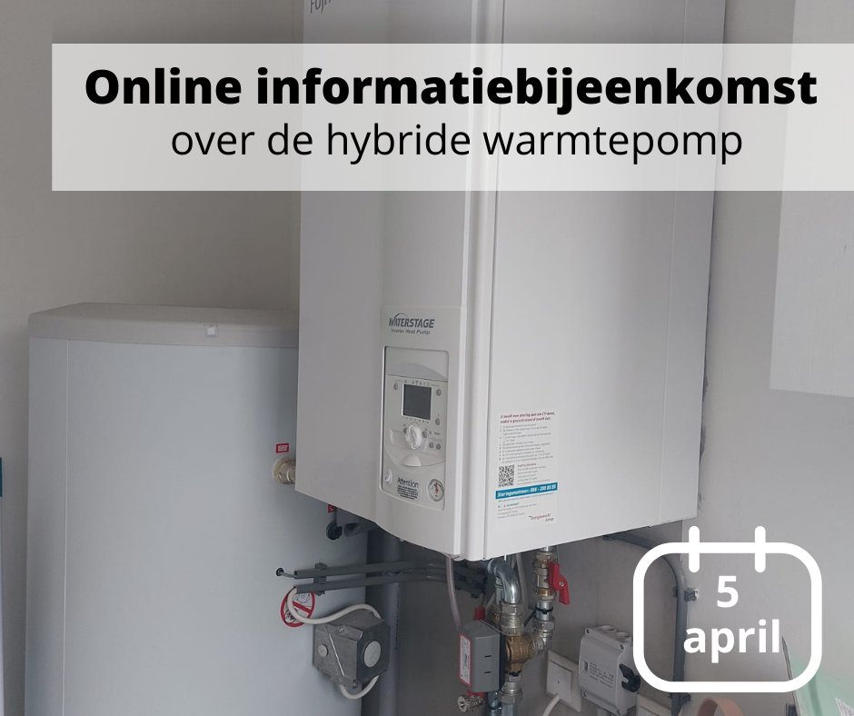 Op dinsdagavond 5 april organiseren we een online informatiebijeenkomst over de warmtepomp. In een uur tijd bent u op de hoogte van de mogelijkheden en beschikbare subsidies. Ga voor meer informatie en om u aan te melden naar onze website: bit.ly/3uhID1N