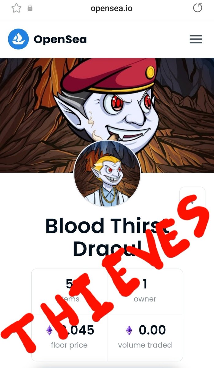 🧛‍♂️#BTD Army &amp; #Holders as promised, we are happy to announce that BTDracul will be on #opensea🔜.

🚨We would like to warn you, some thieves stole our #NFT and try to sell screenshots on opensea. Our work is #Original and we will sue them👨‍⚖️🚨 .

#NFTartist #nftart #Nft #NFTdrop