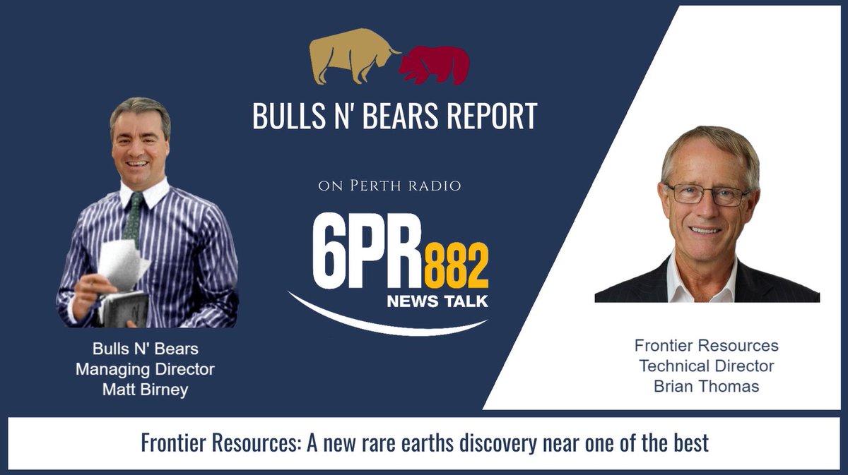 BullsNBearsWA's tweet photo. Tune in to @6PR from 11:50am AWST to hear @FrontierResASX Brian Thomas talk about Frontier’s WA rare earths discovery.

Click https://t.co/4yrRlUIUhB &amp; press "LISTEN" at 11:50am AWST (2:50pm AEDT).

$FNT $FNT.AX #FrontierResources #BullsNBearsReport https://t.co/Z3QBilmpOC