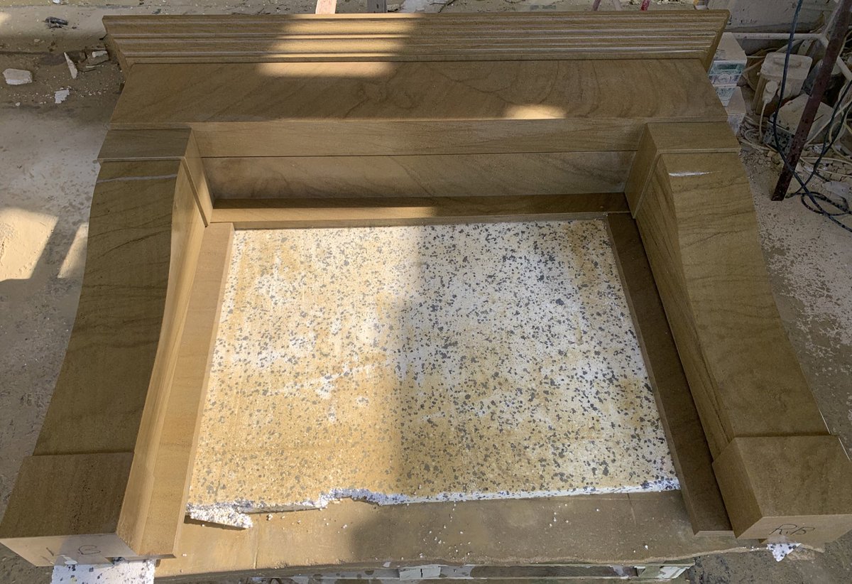 DimensionalSton's tweet photo. Lovely fireplace finished up yesterday, made from our locally quarried Gritstone, it’s custom sized and designed to our customers exact details! #Yorkstone #YorkshireStone #Stonemasonry #SolidStone #ProperJob #BritishStone https://t.co/EPNROKrrVL