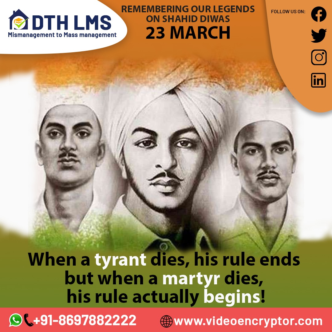 LmsDth's tweet photo. On the occasion of Shahid Diwas, let us come together and celebrate the courage with which our soldiers lived their lives. Happy Martyrs Day.
#solutioninfotech #Salute #shaeeddiwas #MartyrsDay #memories https://t.co/nd7vr2TjOB