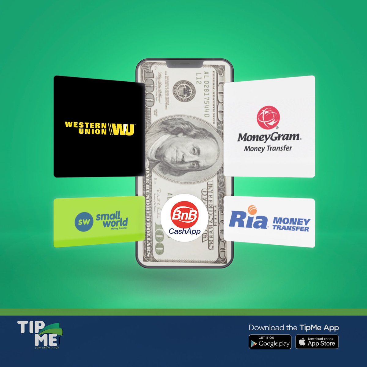With the BnB app, you can receive transfers from Western Union, Money Gram,  Ria, and Small World directly into your TipMe Wallets #TipMeLiberia  #DoItAllWIthTipMe #BillPayment #InternationalRemittance #epayment #Fintech # MoneyTransfer
