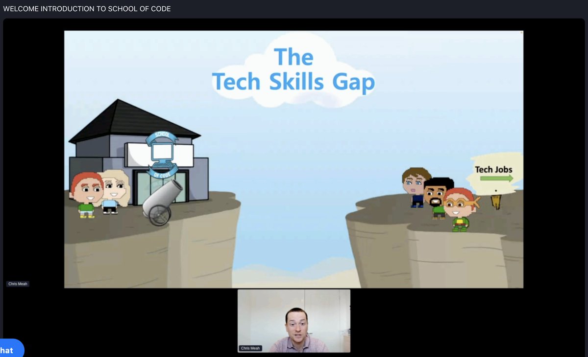 theSchoolOfCode's tweet photo. &amp; we're LIVE! 📹

First up, is our CEO @TheMeahCat taking you through an introduction to the School of Code, incl why and how we started our mission to help more and different types of people into tech!

Join the event here: https://t.co/zhB9T95JfH https://t.co/JYuhg1YnqU