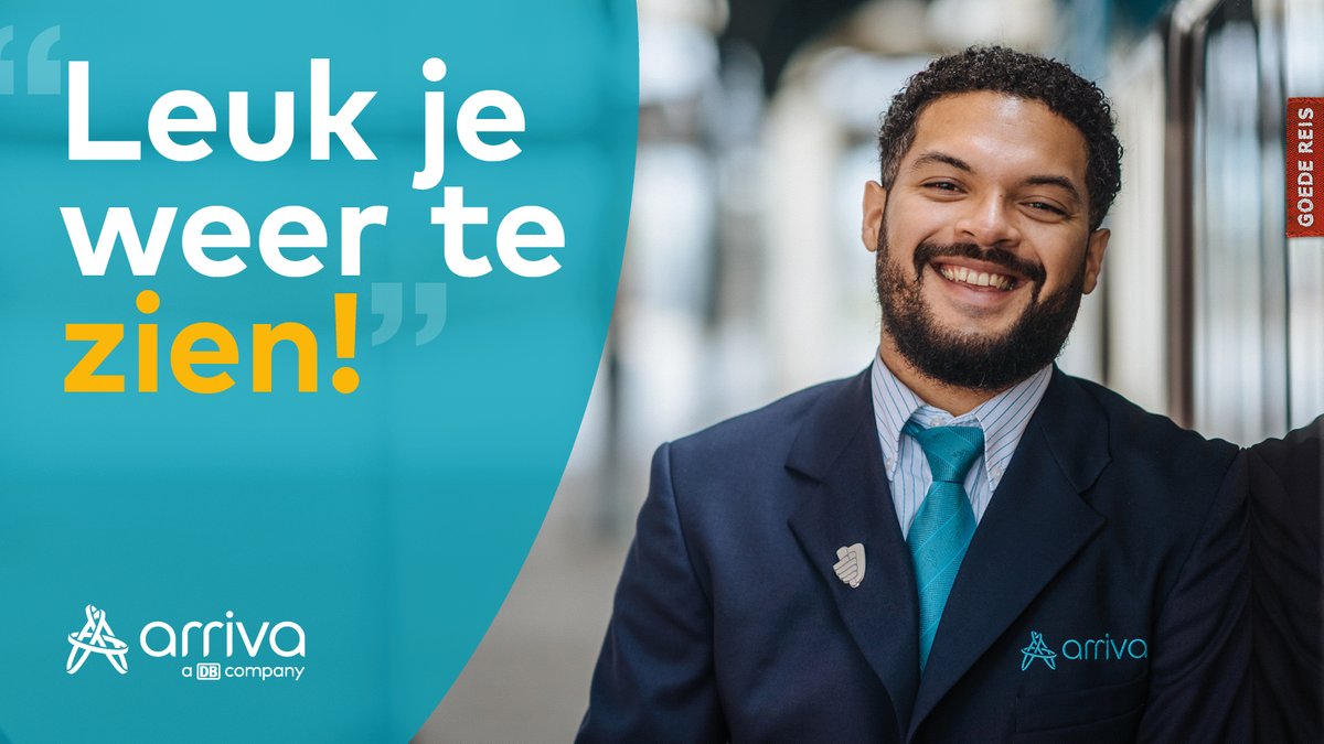 Arriva_NL's tweet photo. Leuk je weer te zien! 👋🏻
Het OV is OK en we zijn dan ook blij om je weer te zien in onze bussen en treinen.

Goede reis voor iedereen!

#goedereis #routesamen https://t.co/7QdMz3mmmg