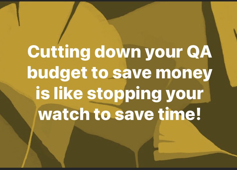 debasispradhan's tweet photo. Cutting down your QA budget to save money is like stopping your watch to save time! #CredibleSoft #QA https://t.co/55IT8g9nft