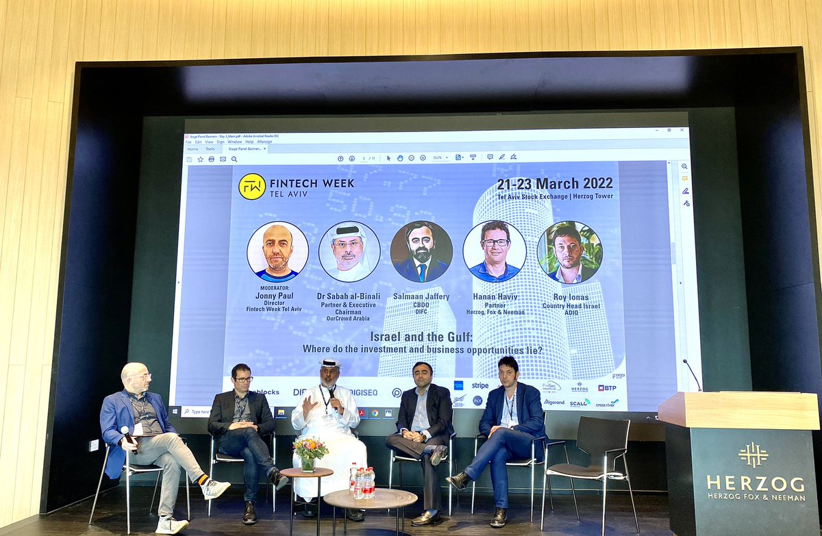 “Israeli entrepreneurs move at the speed of light. But what the UAE does - it’s very good at strategic thinking. That is the synergy I see, it’s complimentary.” <a href="/SabahALBINALI/">Sabah al-Binali</a> at <a href="/tlvfw/">Fintech Week Tel Aviv</a> on investment and business opportunities between Israel and the Gulf.