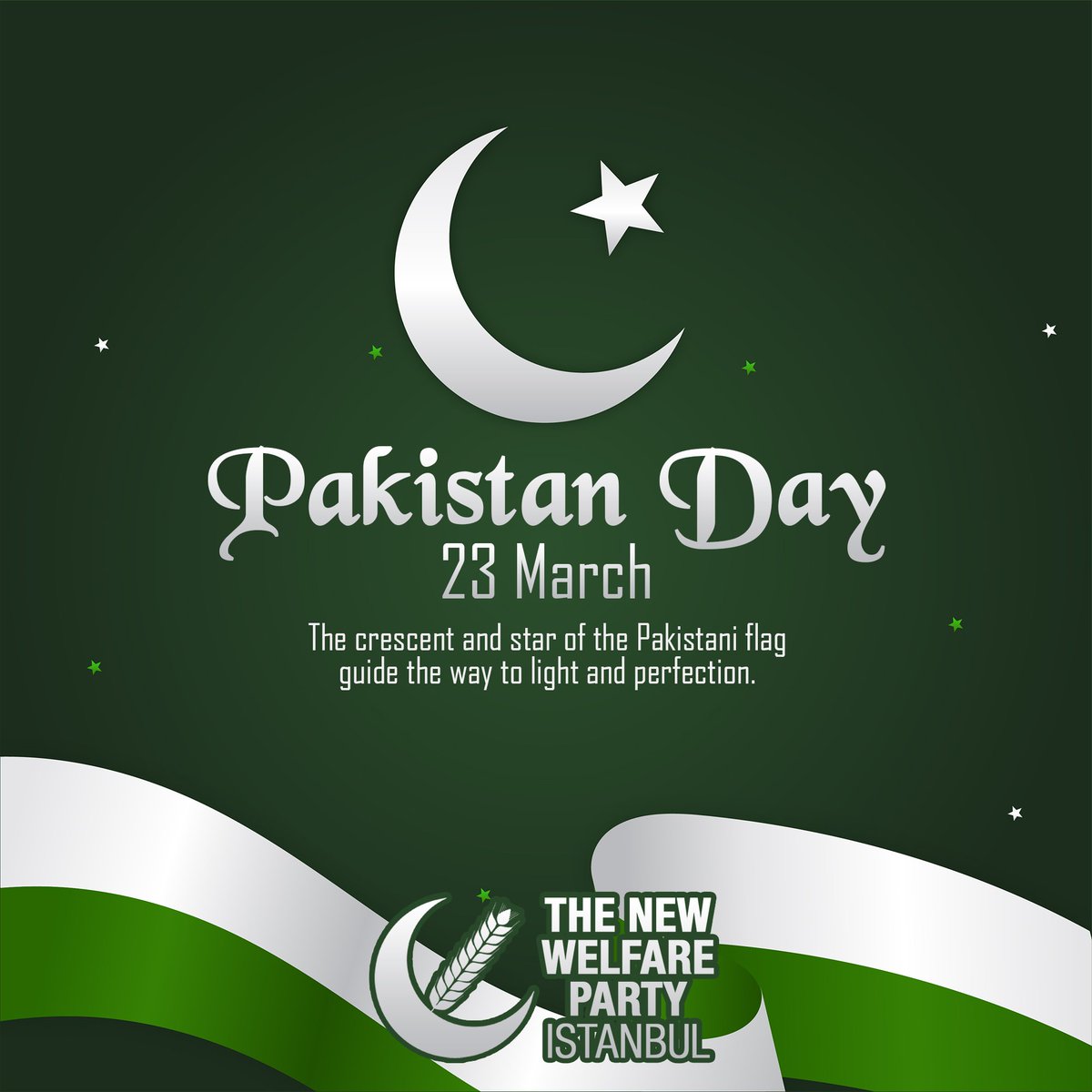 The crescent and star of the Pakistani flag guide the way to light and perfection.
Happy Anniversary of the National day of Pakistan, a friend and brother country!

#PakistanDay 🇵🇰