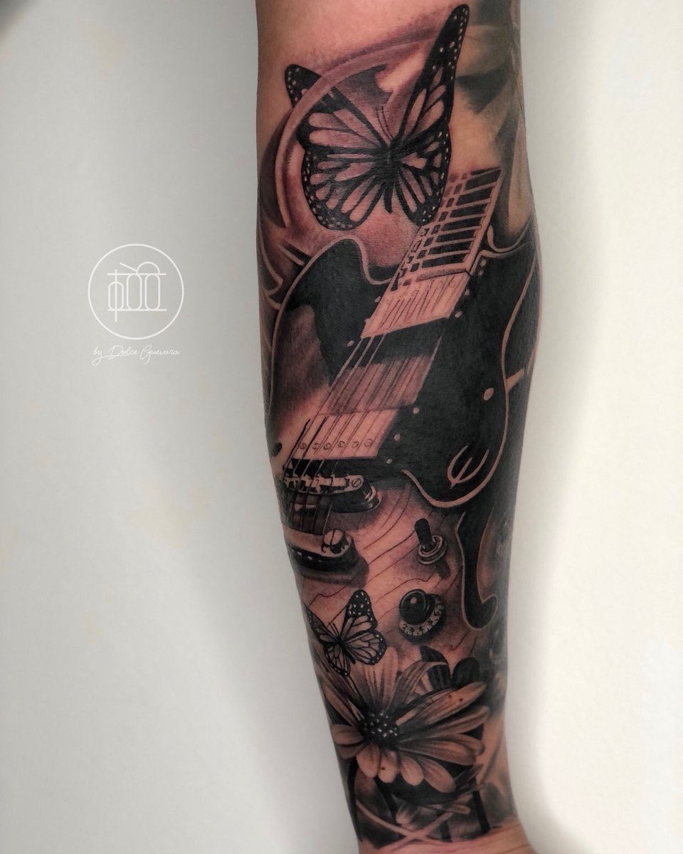 dolce_guevara's tweet photo. Imagination creates reality ✨In honor of his kids 🎸 🦋 Currently tattooing in Mainz, Germany 🇩🇪 
Limited days still available for May in Los Angeles and June is going fast! #tattoo #tattoos #armtattoo #forearmtattoo #guitartattoo #losangeles #california #dolceguevara https://t.co/G4FMteF7bh