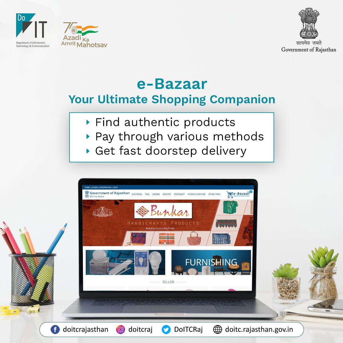DoITCRaj's tweet photo. #eBazaar is your ultimate shopping companion as it delivers authentic products in a stipulated time and gives you a wonderful online shopping experience.
#DoITC https://t.co/6veJBxSEPe