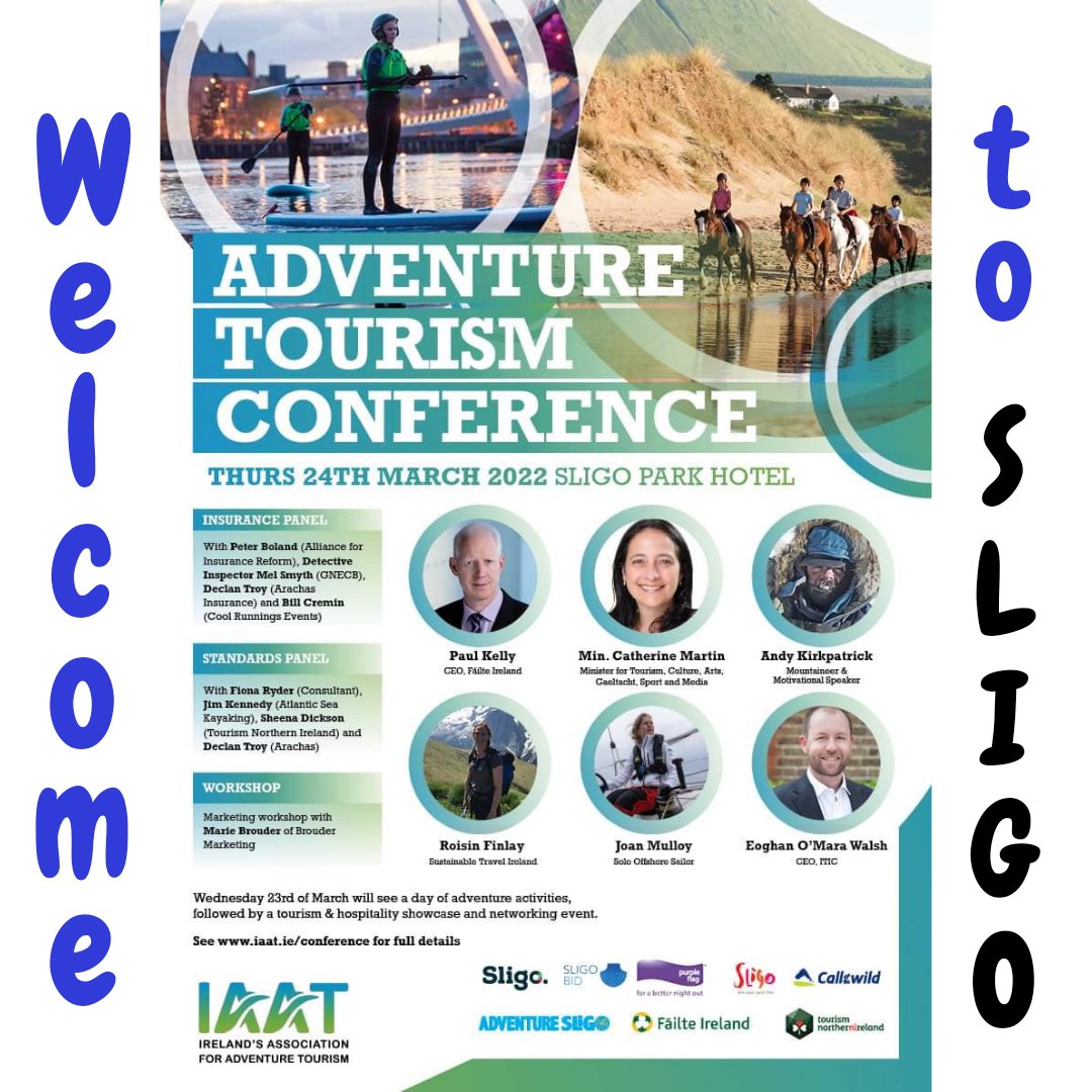 Big Welcome to all the visitors to Sligo for the Ireland's Association for Adventure Tourism Conference. We are delighted to sponsor such an amazing event. Enjoy your stay. #sligo #adventuretourism @IAAT_ie @AdventureSligo