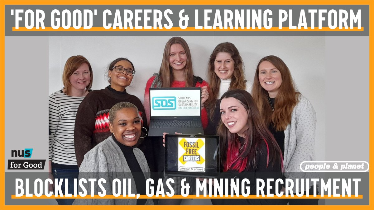 🎉🎉 VICTORY! For Good jobs and learning platform is the first to commit to Fossil Free Careers &amp; exclude the oil, gas, &amp; mining industry from all student recruitment! ✊

Demand universities do the same!🖊️ peopleandplanet.org/petitions/foss…

Keep us winning 👉 peopleandplanet.org/donate