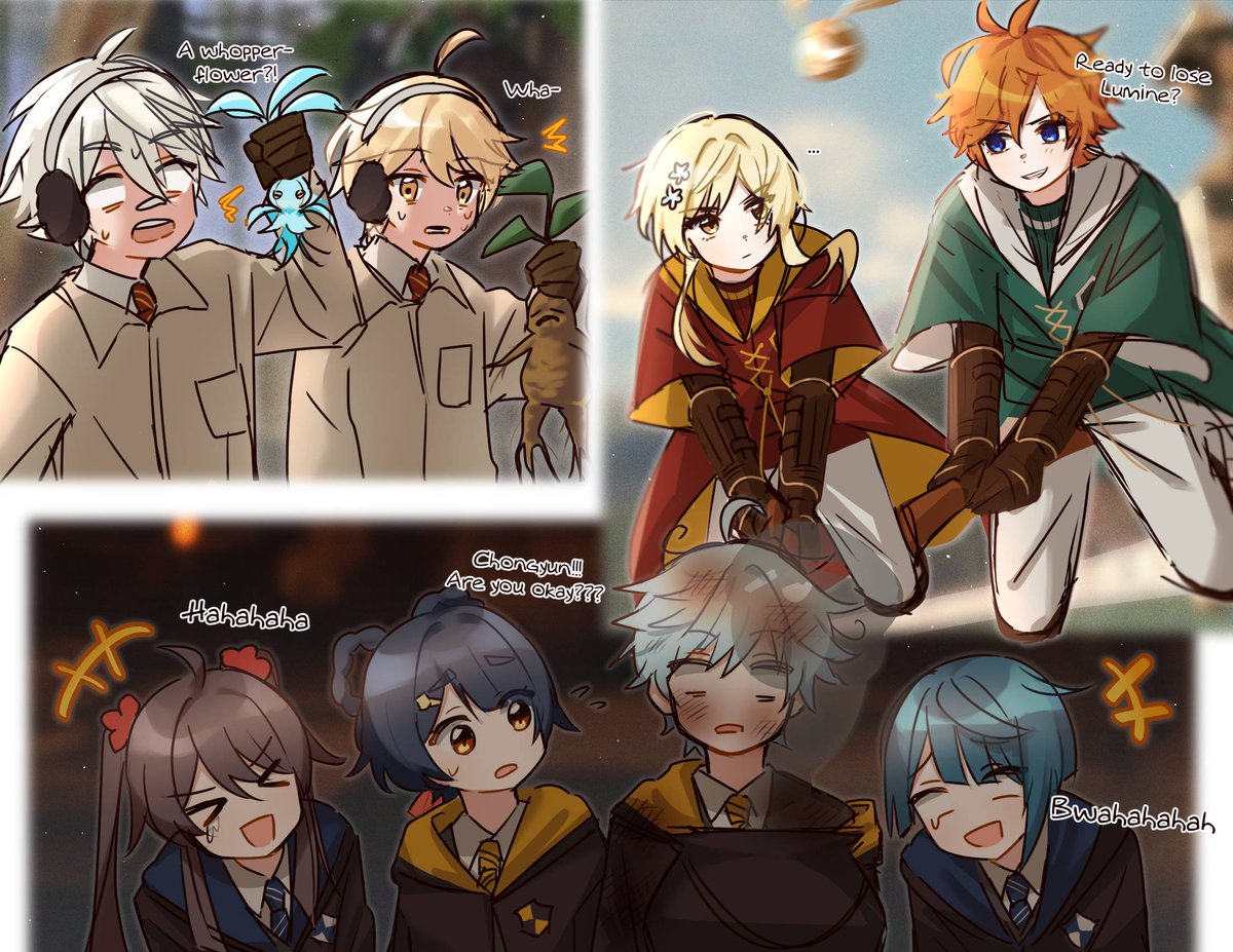 zhacaitan's tweet photo. Long time no see :)
Anyways Genshin Hogwarts AU https://t.co/ocT7pok2Ib