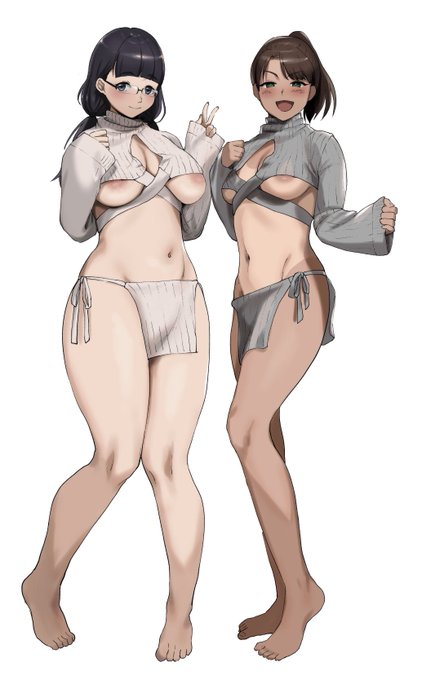 むっちり×細い子 のツーショットばっかり描いてない???ってことに気づいた……。性癖です。 