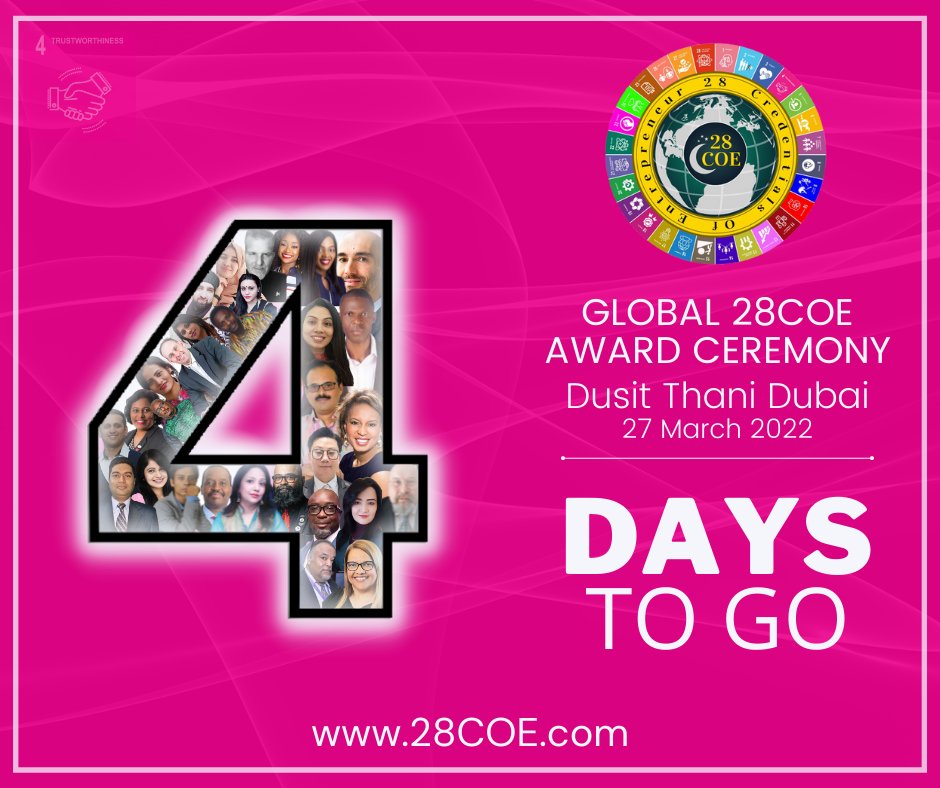 28Coe's tweet photo. 4 Days to go
We are very close. Just 4 more days for a grand event. Our books are ready to be pre-ordered. Get your copies of 28 Quotes Book and Core Value book now. See you soon Dubai.

#4daystogo #28Coe #28CoeDubaiEvent
#28CredentialsOfEntrepreneur #28CoeBookLaunch
#28CoeUAE https://t.co/1DutpOh4Kx