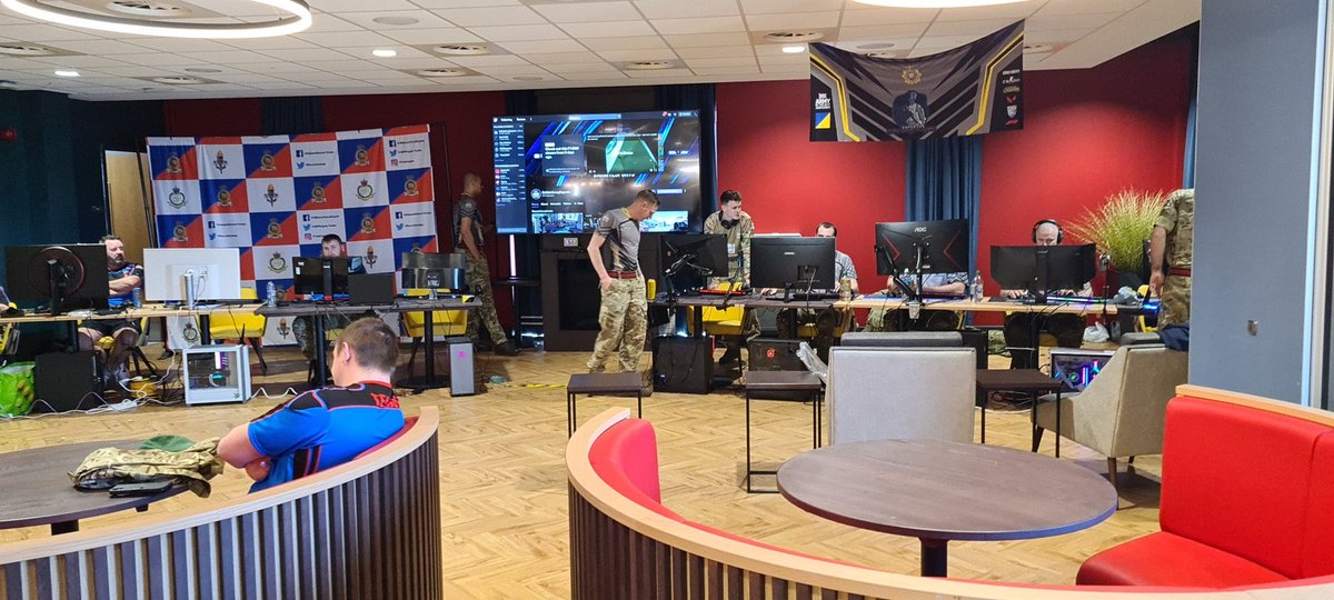 ESportsAGC's tweet photo. We are almost ready here at @CO_WDSB so head on over to the village to watch the games live!

#AGCvsRLC

@ArmySPSHead @ArmySPSSM @RecruitmentAgc @Army_Engagement @BritArmyesports https://t.co/KjXHs1VhLe