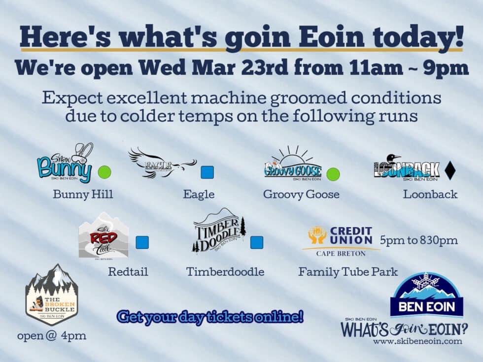 We’re opening at 11:00am today!

Fresh snow overnight and the cooler temperatures should make for some excellent carving conditions today!

Come out this evening for tubing! There are two sessions today: 5:00pm-6:30pm &amp; 7:00pm-8:30pm. Book your spot online.

Get out for some ⛷🏂