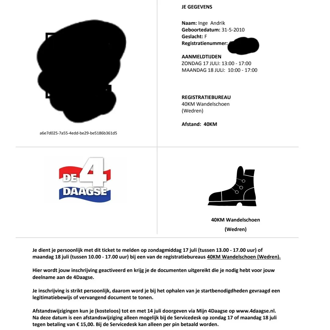 Vandaag de startbewijzen binnen gekregen voor de De 4Daagse IcePower Friends of walking nog 117 dagen