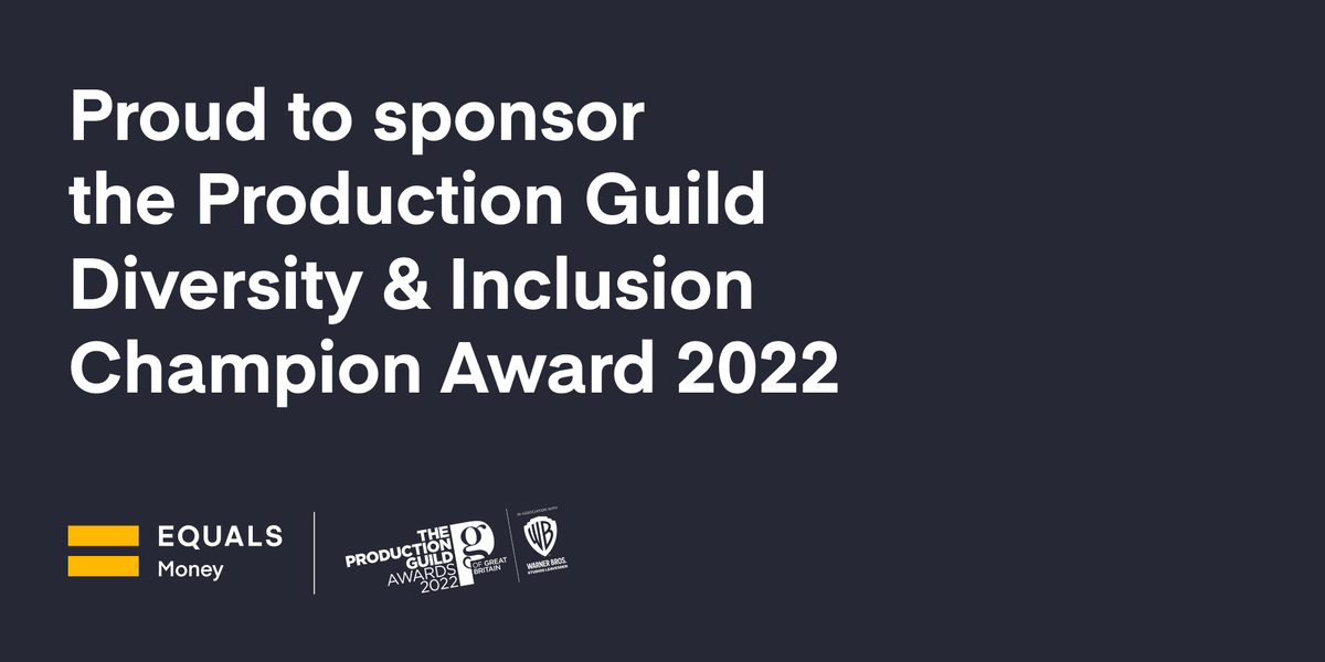 This year, Equals Money is sponsoring the Diversity and Inclusion Champion Award at the Production Guild of Great Britain Awards. We’re proud to support all aspects of productions and are especially proud to support efforts in such an important area. @productionguild