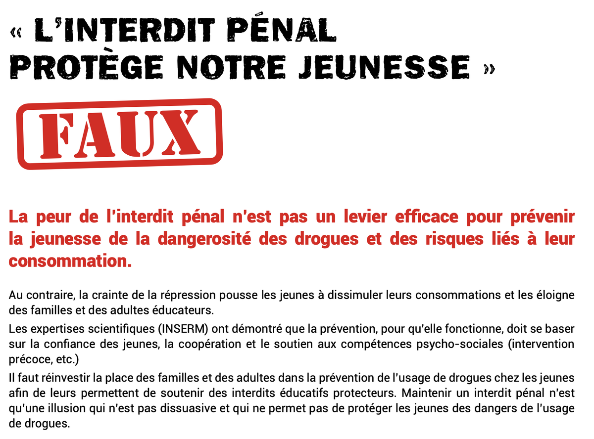 FedeAddiction's tweet photo. « Je veux protéger la jeunesse ». Interdire protège selon @MLP_officiel 
❌FAUX

La répression pousse les jeunes à cacher leurs consommations et les éloigne des familles/éducateurs. Les expertises montrent que la prévention marche si elle se base sur la confiance #VraiFauxDrogues https://t.co/cbksn3Z8Wr