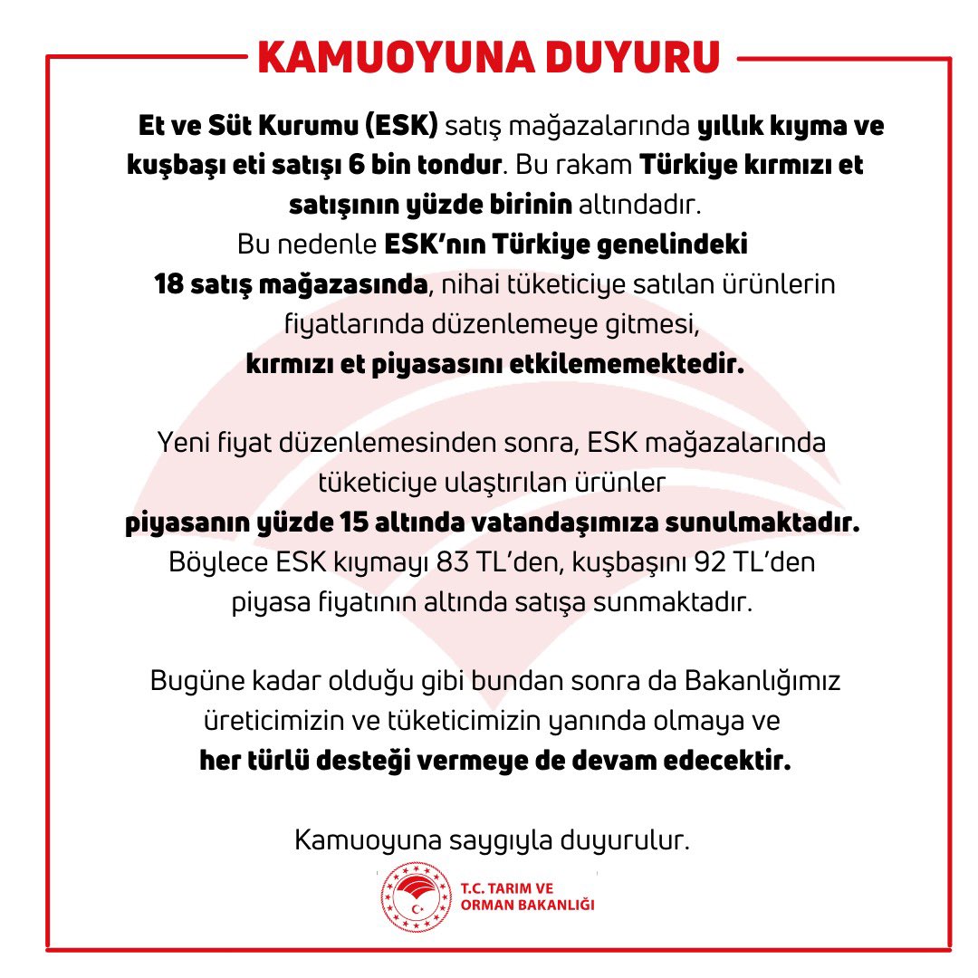 TCTarim's tweet photo. Kamuoyuna saygıyla duyurulur. https://t.co/y14UDPEqsW