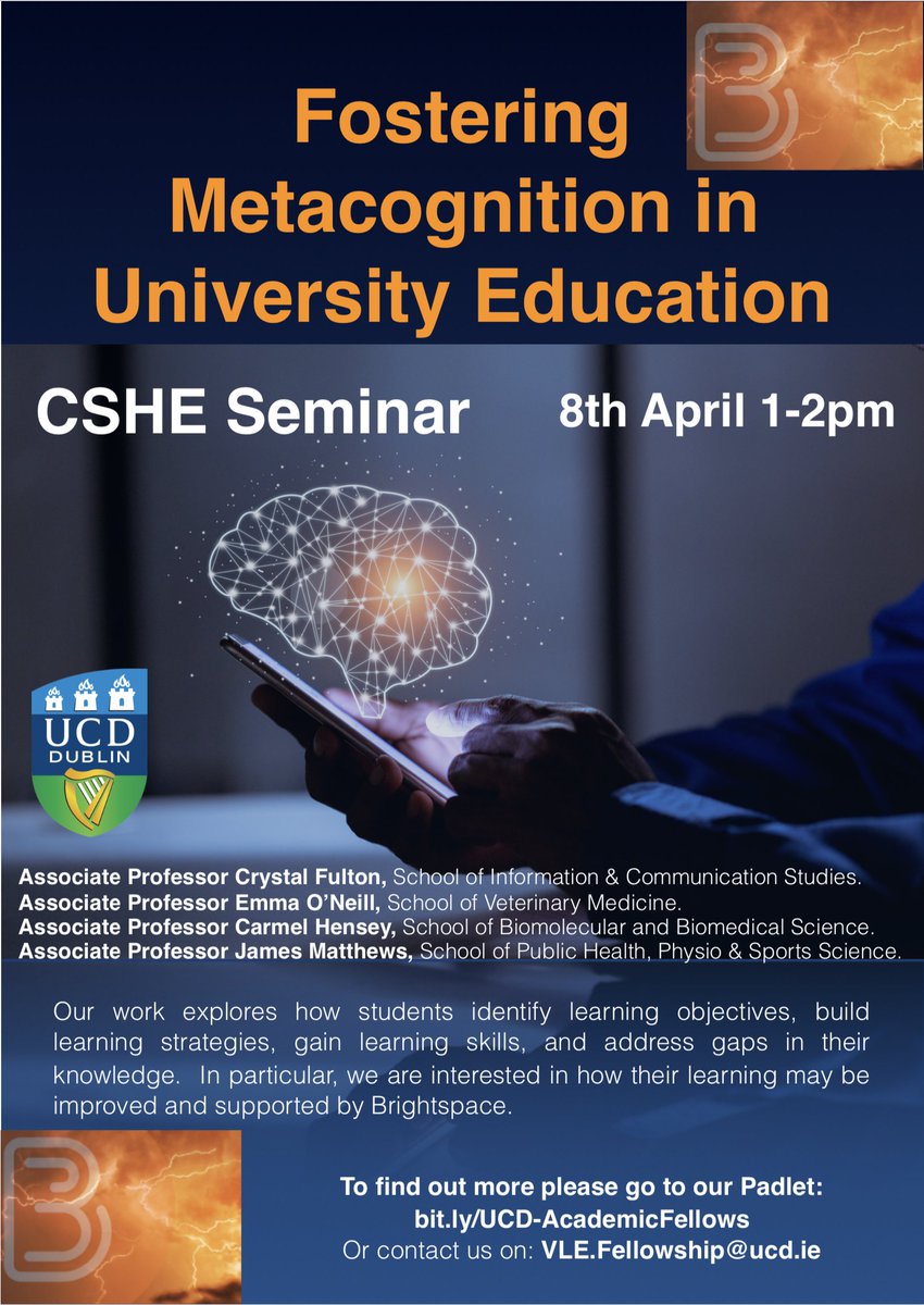 AcademicFellows's tweet photo. We hope you will join us for our upcoming talk for UCD's Centre for the Study of Higher Education on April 8th! @dremmaoneill @infoduck @carmel_hensey @UcdCSHE https://t.co/DXA7jaJ07n