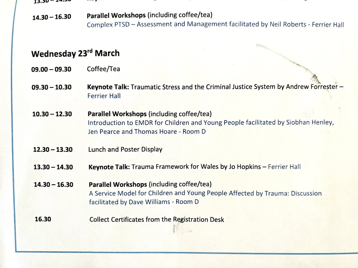 Day 2 of the Traumatic Stress Wales 2022 conference #TSW2022. Fantastic and important talk by @AndForrester concerning trauma in the CJS