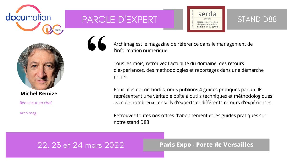 Retrouvez @SerdaArchimag sur le salon @Documation2022 !

Récupérez votre badge : documation.fr