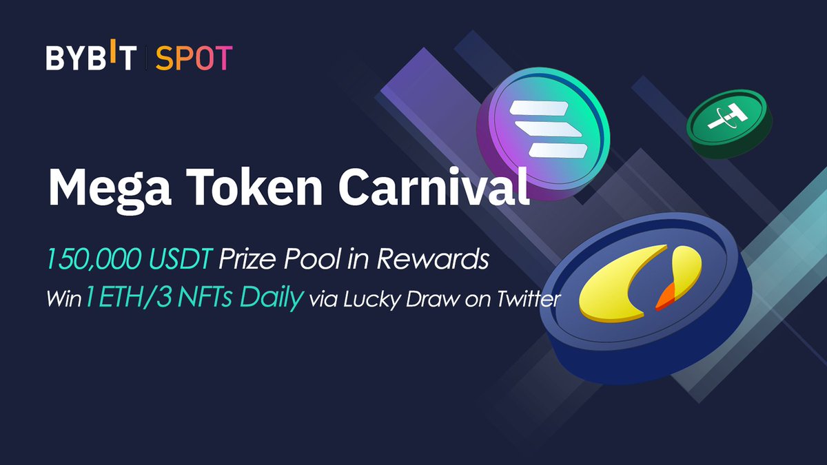 Bybit_Official's tweet image. 📣 Bybit's Mega Token Carnival has begun! 🎡

🔥 Join the carnival to earn from a 150,000 $USDT prize pool!

ℹ️ + Win 1 $ETH or a Bybit #NFT Mystery Box in the daily lucky draw!
1. RT this Tweet.
2. Fill in the form
👉 go.bybit.com/e/JIMVAdw1Cob

👉 Join Now: go.bybit.com/e/ZfzUOuoWCob