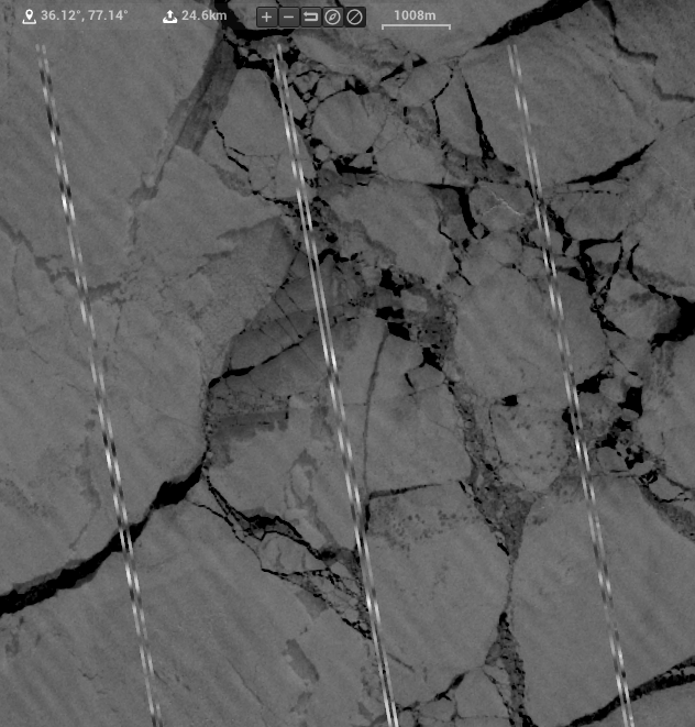 FabriceArdhuin's tweet photo. What started as a game with @oceandatalab is now a paper: we looked for wind-wave patterns in ice-covered oceans in 5 different sensors: @NASA_ICESat2 @ESA_EO Sentinels 1,2 &amp; 3  and #CFOSAT.  Preprint : https://t.co/0CLctNIaYP
Picture shows ICESat-2 ice elevation over a S2 image https://t.co/1gyS2tIQaZ