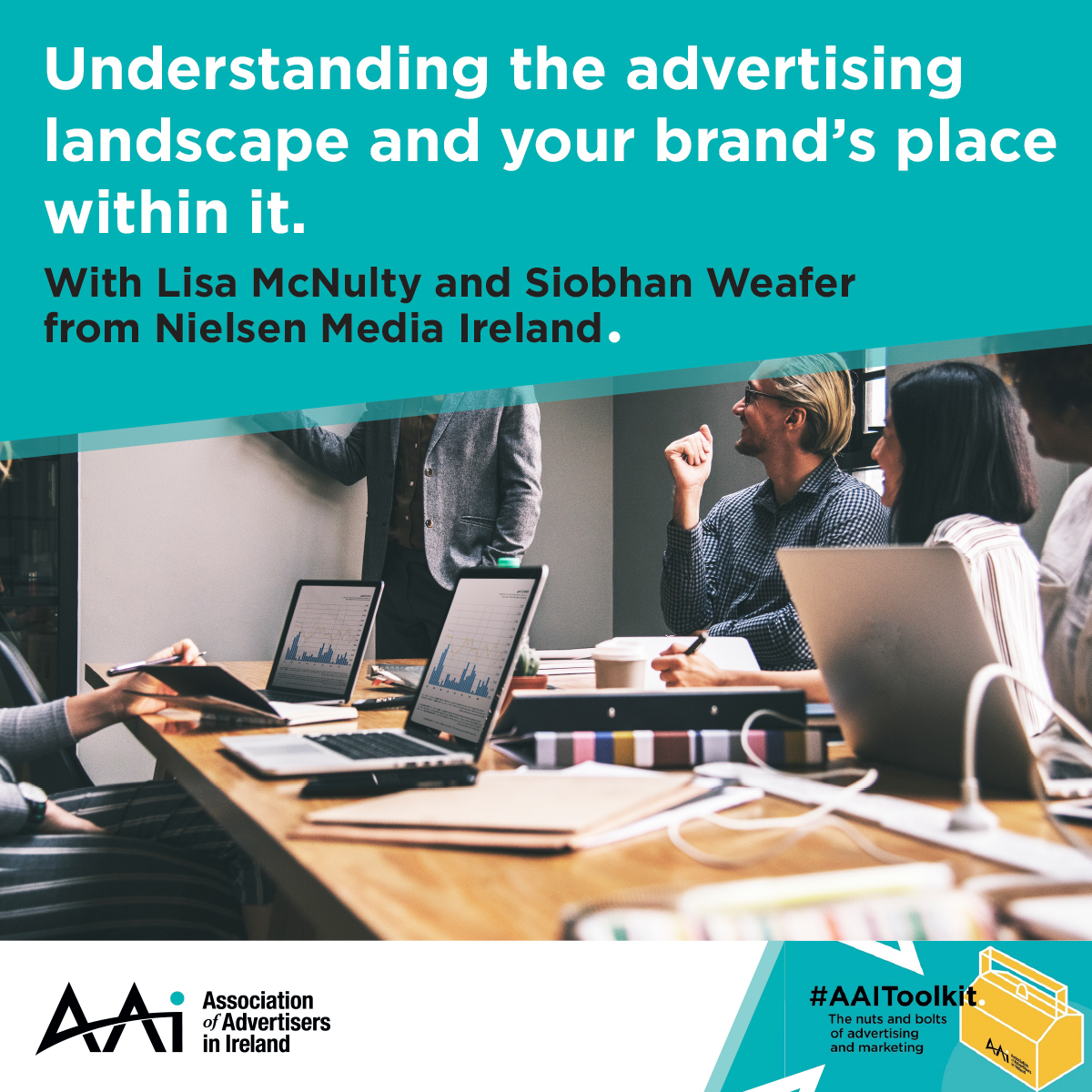 Places are filling up fast for our next #Toolkit webinar: Understanding the advertising landscape and your brand’s place within it. With Lisa McNulty and Siobhán Weafer from Nielsen Media Ireland

Date: 29th March
Time: 10am
Location: Online
Registration: us02web.zoom.us/webinar/regist…