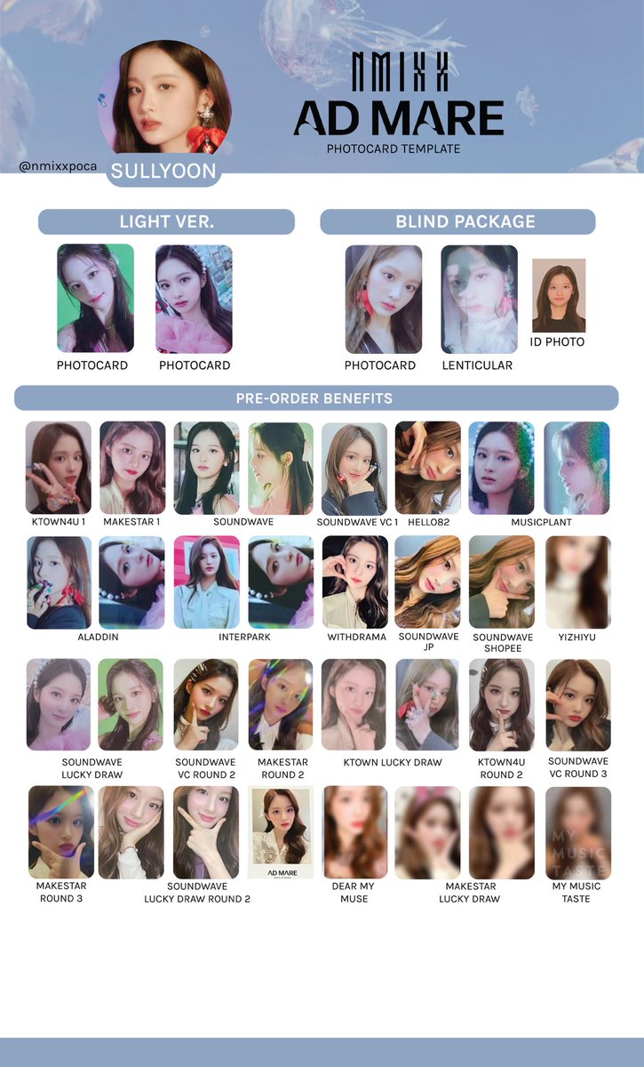 nmixxpoca's tweet photo. [UPDATE]

NMIXX PHOTOCARD TEMPLATE / NMIXX PC TEMPLATE / 엔믹스 포토카드 리스트 / 엔믹스 포카 리스트
UPDATED: 23/03/2022

updated
✅ lucky draw makestar , my music taste

♡ lily
♡ haewon
♡ sullyoon
♡ jinni

#NMIXX #엔믹스 https://t.co/oFqhHUn1pr