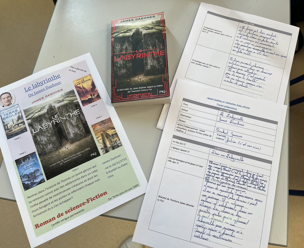 PatMarchesini's tweet photo. #SpeedBooking en 4e2 et 4e5 @clgleracinay
5 minutes pour présenter le livre de son choix et convaincre ses camarades de le lire !
Chaque élève expose ses arguments et s’appuie sur l’affiche qu’il a réalisée, pendant que ses camarades l’écoutent et évaluent sa prestation. https://t.co/F8VTgdkvJk