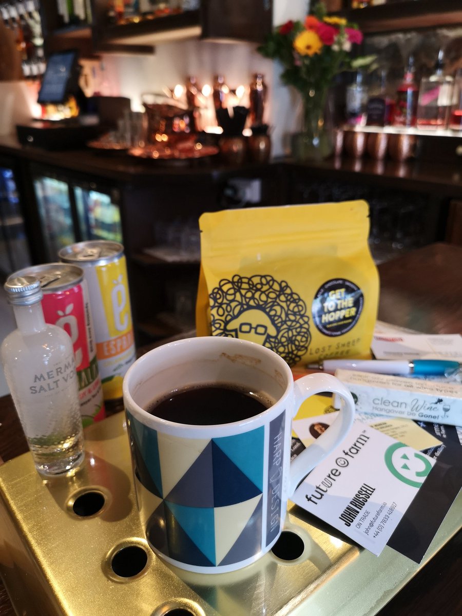 WhiteHorseDover's tweet photo. Examining spoils from @PubShowUK yesterday with coffee in my @harpinteriors mug! Saw old friends at @iowdistillery with new Mermaid vodka & #cleanwine spray 2 eliminate wine hangovers, plus a #Kent coffee bean co @sheepcoffee, #Esprala soft drinks & many more. #IFE22 #pub22 ♥️😍 https://t.co/o9sj6k2V5f