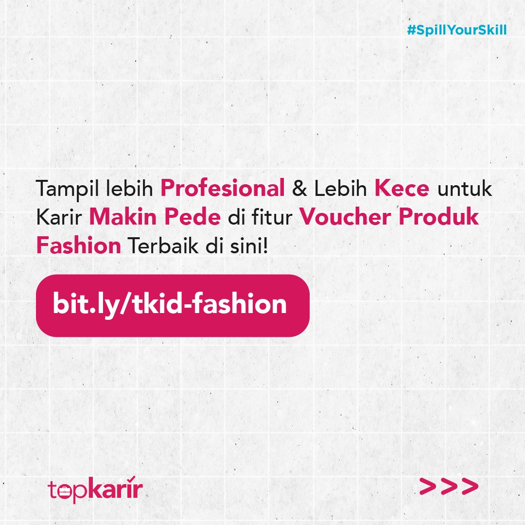 TopKarir's tweet photo. Kamu tau gak sih? Jadi tampil lebih profesional ternyata bisa jadi nilai plus lho buat perkembangan karir kamu! 

Kamu juga bisa jadi tampil lebih kece &amp; pede dengan beragam Voucher Fashion terbaik dari TopKarir di https://t.co/kZMyI9uuPA 
#SpillYourSkill #TopKarir https://t.co/Xbcf3Icz1g