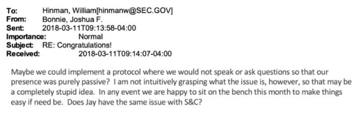 sentosumosaba's tweet photo. The Hinman email @JohnEDeaton1 posted screams unethical &amp; dishonest. Josh Bonnie of Simpson Thacher, the firm that paid Hinman millions while at the SEC suggests an idea 👉how to look purely passive in attendance together at Ethereum Alliance Assoc Dinner. (Appear more ethical). https://t.co/yOadlwD0um