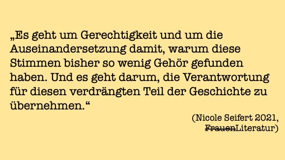 Um der Frage nach den Ermöglichkeitsbedingungen des "Zu|m Wort kommen" von Frauen in der #Erwachsenenbildung/swissenschaft nachzugehen, ließen wir uns u.a. von "Frauen(DURCHGESTRICHEN)Literatur" von @nachtundtagblog inspieren. Mehr dazu in unserem Hörstück koll-ag-e.org/digitale-sessi…