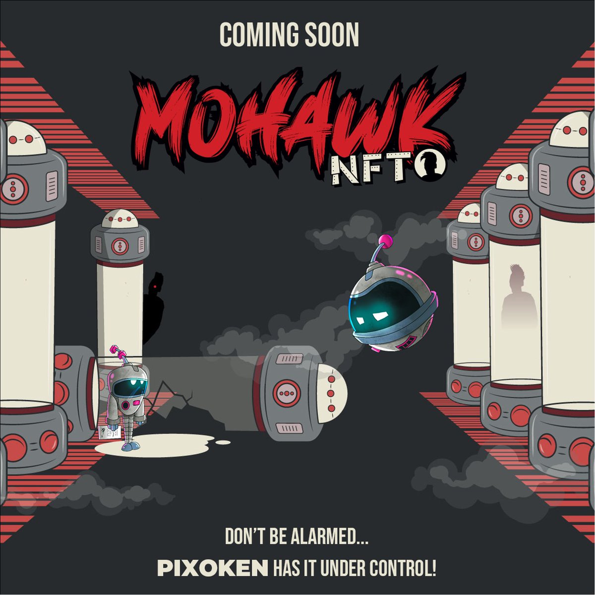 Pixoken_nfts's tweet photo. No need to panic! 🚨 

I’ve said many times before, creating NFTs is difficult.

Sometimes even Pixoken has minor set backs!

But it’s all ok, everyone is safe, none of the mohawkNFTs escaped!

#NFTs #storytelling #branding #mohawk_nfts #Singapore https://t.co/PSm8EklmQu