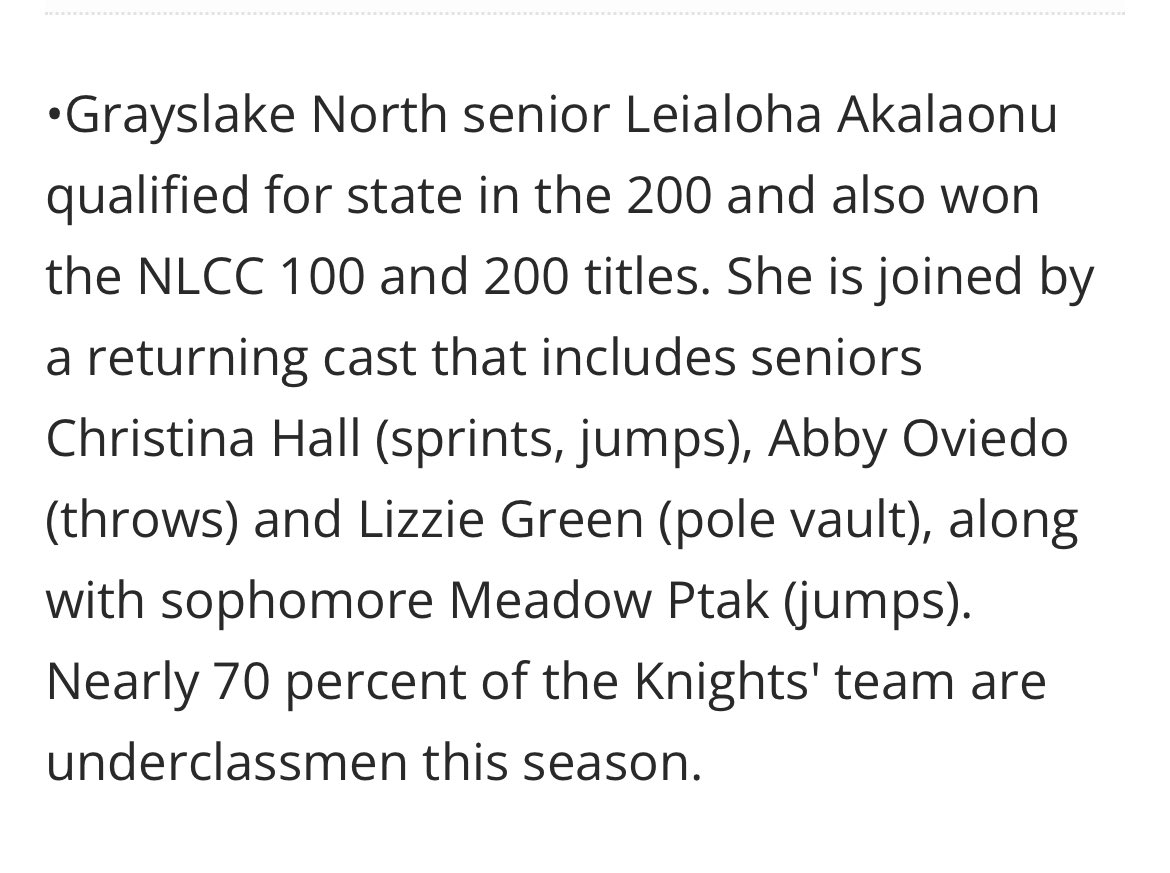 Girls Track &amp; Field Preview <a href="/GNHSGirlsTrack/">Grayslake North Girls Track & Field</a> <a href="/dhpreps/">Daily Herald Preps</a> #knightpride