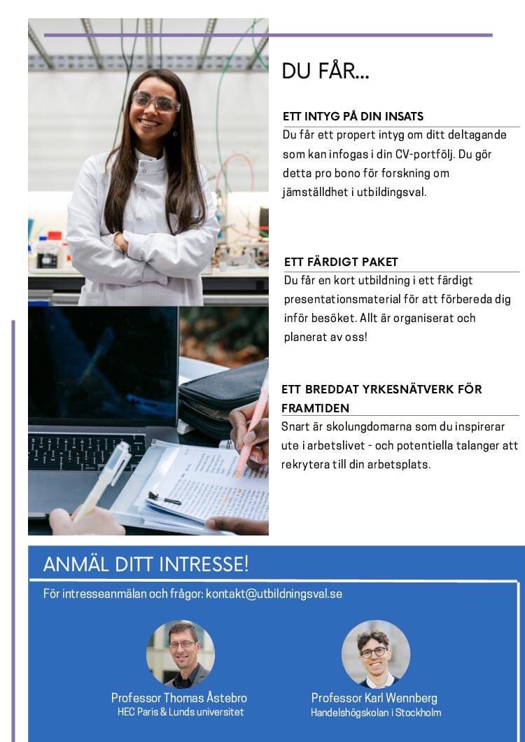 Karl Wennberg (@karlwennberg1) on Twitter photo Ăr du yrkesverksam med utbildningsbakgrund inom teknik, medicin eller naturvetenskap och kan tĂ€nka dig förelĂ€sa en timme för grundskole-eller gymnasieelever i Malmö? LĂ€s flyern och kontakta oss.
Sprid gĂ€rna till vĂ€nner & kollegor med relevant bakgrund! <a href="/adamaltmejd/">Adam Altmejd</a> Ăr du yrkesverksam med utbildningsbakgrund inom teknik, medicin eller naturvetenskap och kan tĂ€nka dig förelĂ€sa en timme för grundskole-eller gymnasieelever i Malmö? LĂ€s flyern och kontakta oss.
Sprid gÀrna till vÀnner & kollegor med relevant bakgrund! <a href="/adamaltmejd/">Adam Altmejd</a>