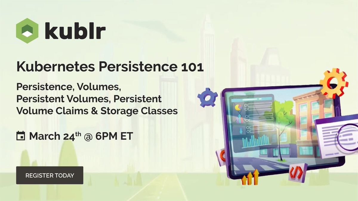 One day left until Kublr’s Free Webinar! Learn the basics of Kubernetes persistence management. Presented by Oleg Chunikhin, <a href="/olgch/">Oleg Chunikhin</a> Co-Founder &amp; CTO #Kublr.Register TODAY to attend live or get a free recording later. 
bit.ly/35FthLO   
#Kublr #Kubernetes #K8s