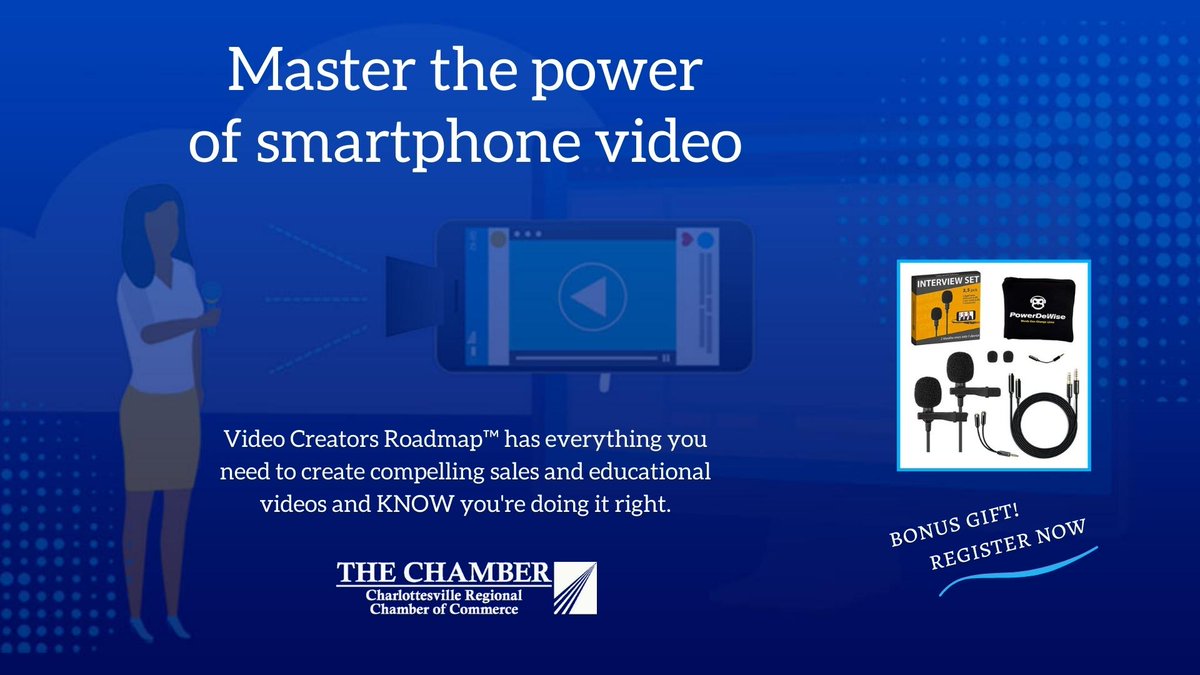CvilleVAChamber's tweet photo. Every organization should have the freedom to create quality video content whenever you need it. Go to https://t.co/PwS7sHEYfV now and learn how to master smartphone video!

#learnvideo #videomarketing #digitalmarketing #businessvideo #charlottesville #cville @baldguystudio https://t.co/AZ4ZVDZcap
