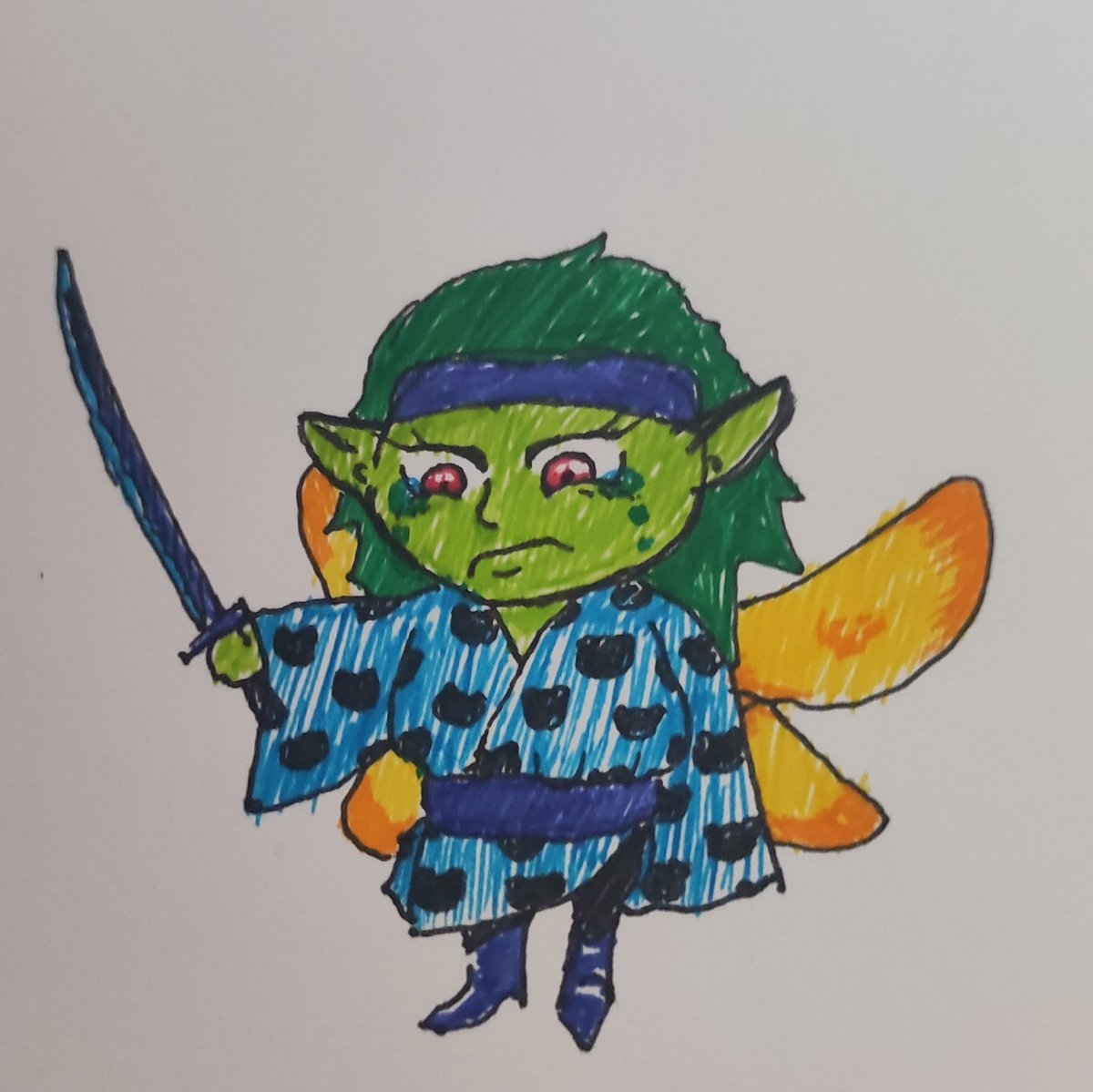 BrambleToad's tweet photo. Me when they wouldn't let me cut the cord with my demon slayer katana. 😢 #BrambleToad https://t.co/YB8hXZy85G